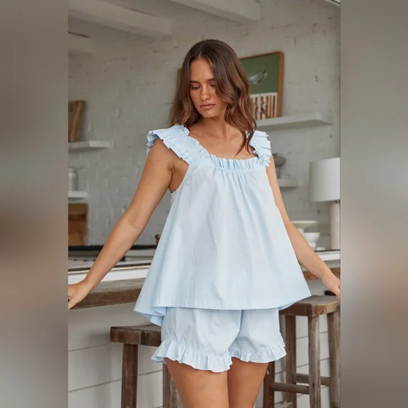 Nicolette Sleep Top Cotton Baby Blue size Medium - Picture 1 of 8